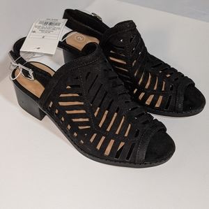 Girls Black Peep Toe Sandal